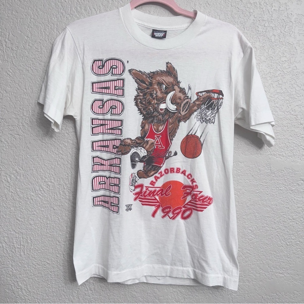 Vintage 1990 Arkansas Razorbacks Final Four T-Shirt Screen Stars Best M